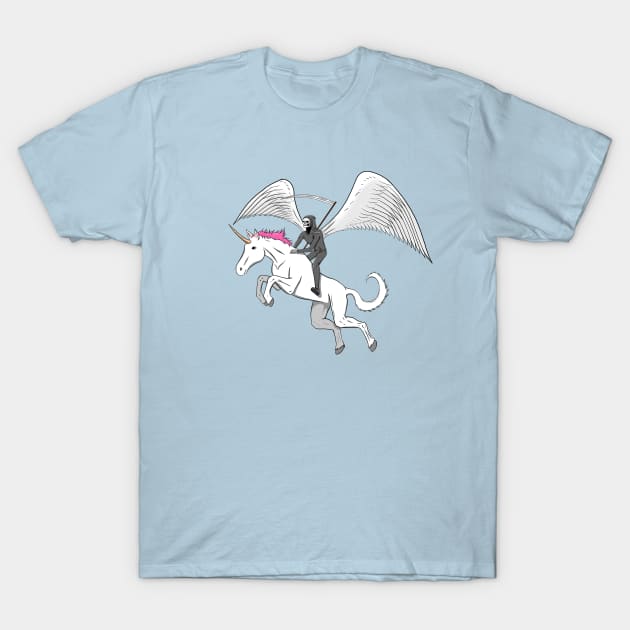 Death Riding a Unicorn T-Shirt by Justanos